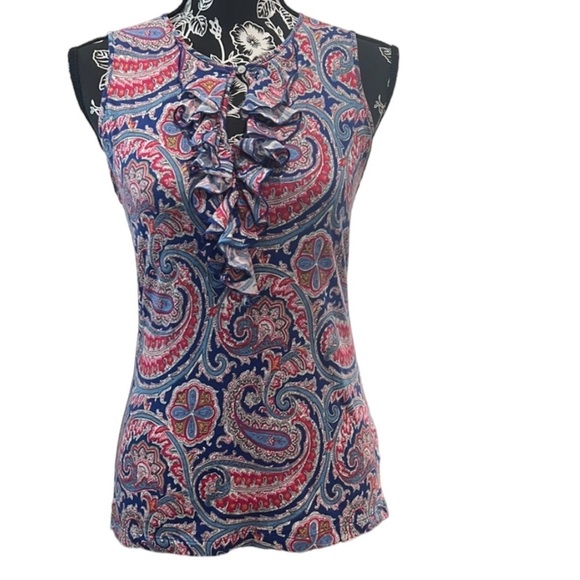 Lauren Ralph Lauren PM sleveless ruffled color top - Picture 1 of 7